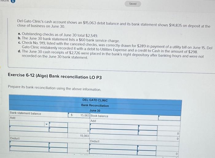 Del gato clinic bank reconciliation