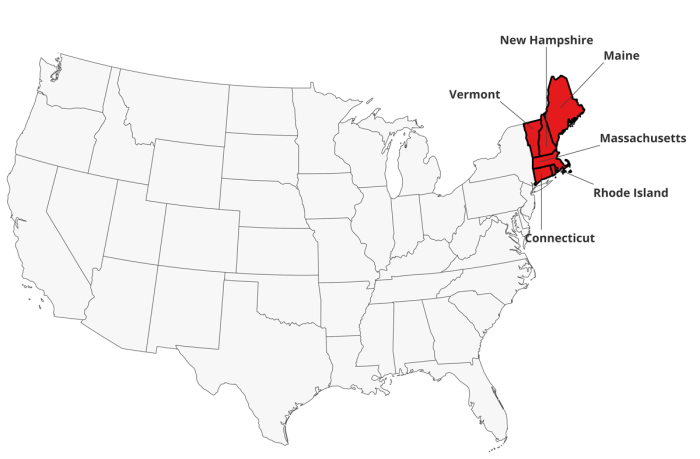 England map states canada maps york hampshire usa state newengland massachusetts google political