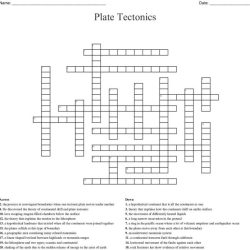 Plate tectonics crossword puzzle answer key