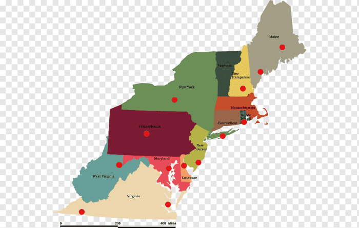 New england states map blank