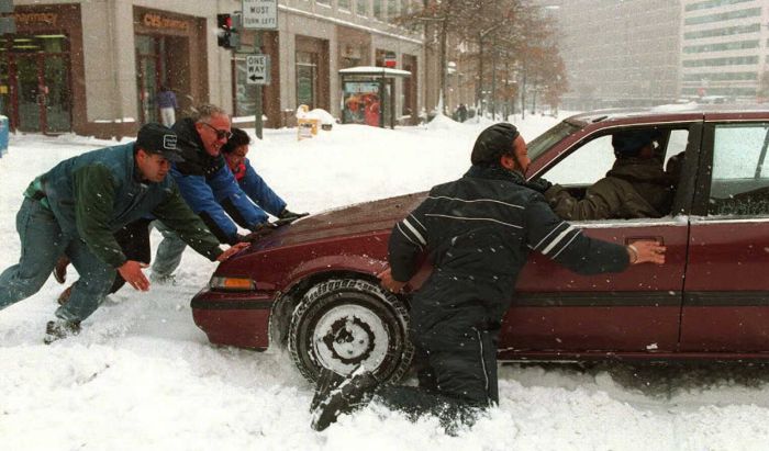 During rain or snow you should predict that pedestrians will