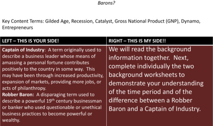 Captains of industry or robber barons worksheet answers