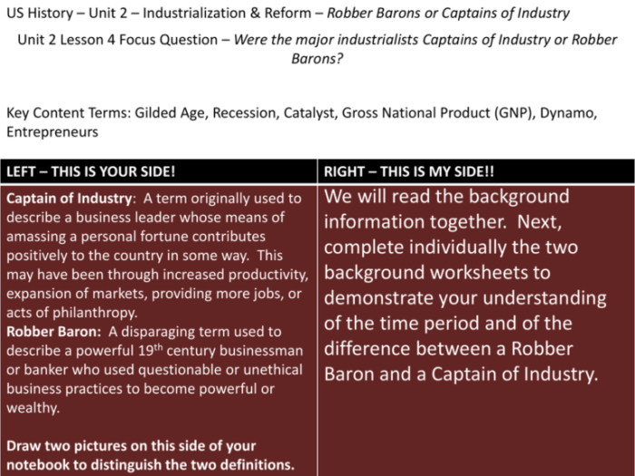 Captains of industry or robber barons worksheet answers