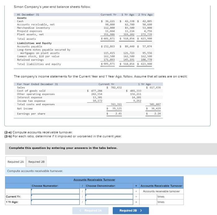 Year balance end sheets follow simon company accounts assets receivable december years payable expenses total earnings cash solved value equity