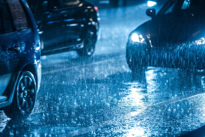 During rain or snow you should predict that pedestrians will